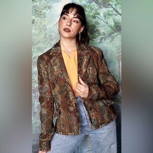 Anthropologie Acorn Open Jacket size 6• Paisley Tapestry Jacket.